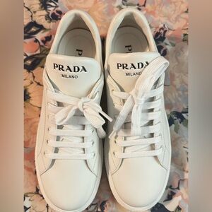 Authentic Prada White Leather Sneakers